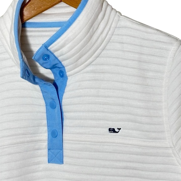 Vineyard Vines 1/4 snap quilted cropped Placket Pullover sweater top. Women’s M - Picture 2 of 6